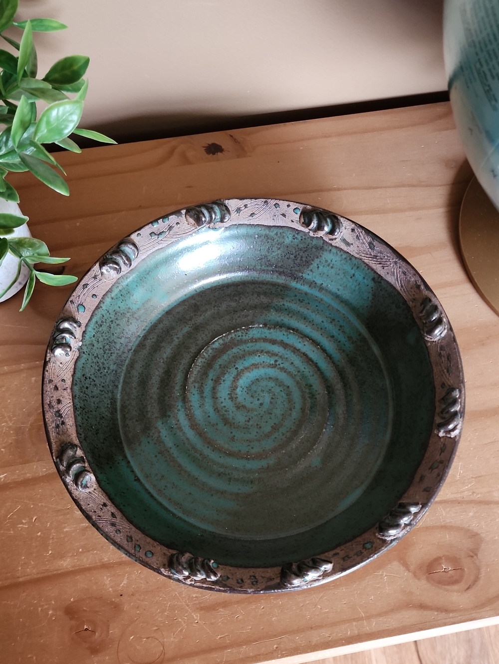 Rustic Turquoise Ceramic Bowl - Picture 3 of 14